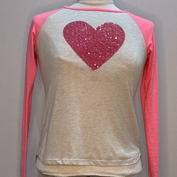 GapKids Baseball Tee Pnk Squn Hrt Lng Slve Shirt XXL(14-16)