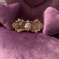 Beautiful! Victorian Pin/Brooch With Pink Tiny Rose  