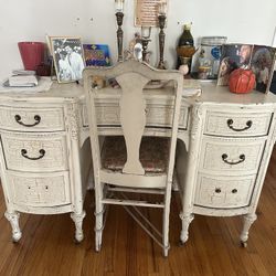 Vintage Shabby Chic  Aged petina Desk And Chair 