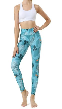 High Waist Yoga Pants for Women Tummy Control Tropical Print Workout Leggings for Fitness and Exercise  XL  Brand new 