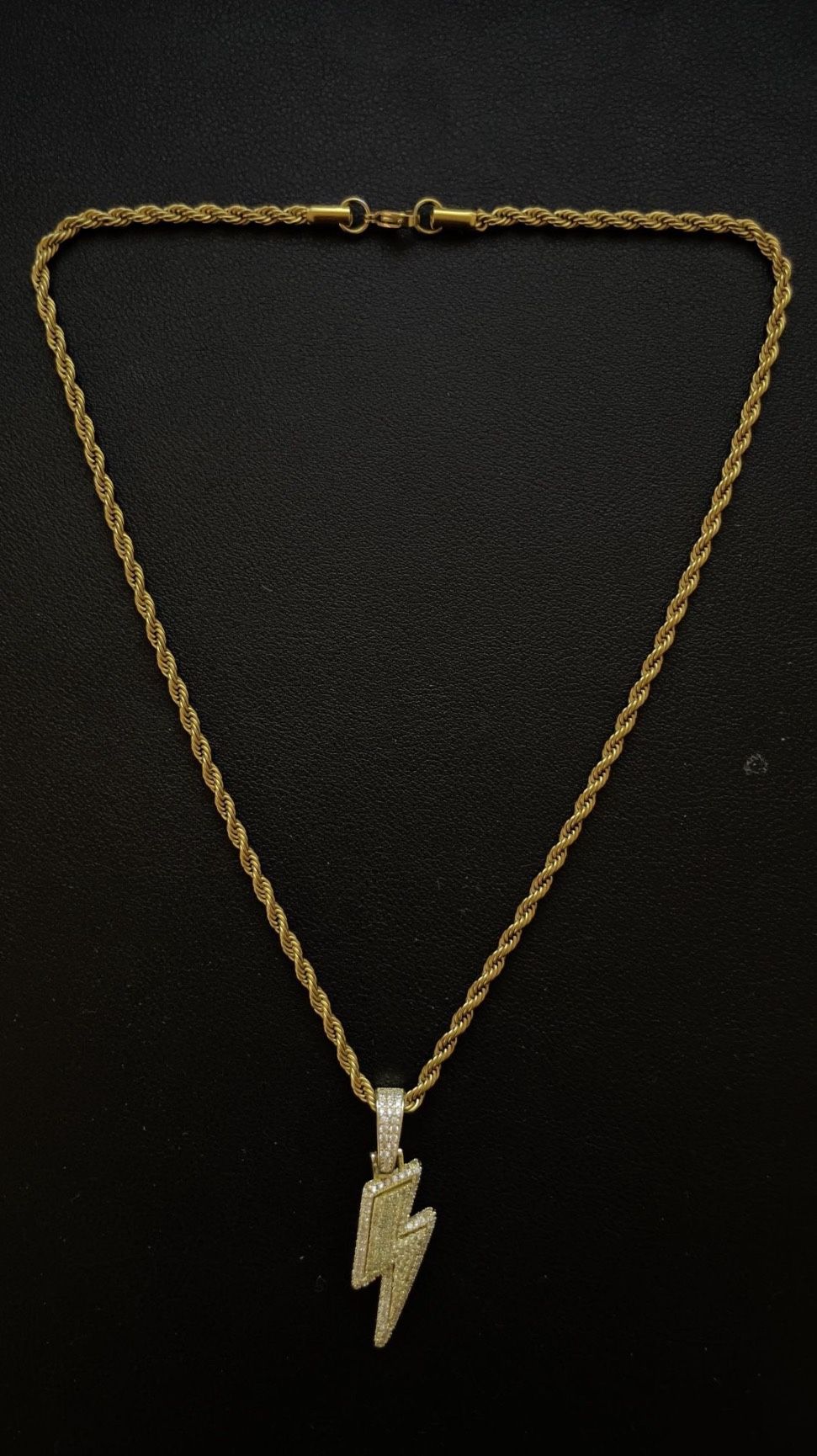Lobos Lightning Pendant with Rope Chain