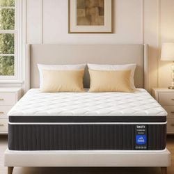 Queen Size Mattress 12 Inch, Upgrade Strengthen Queen Hybrid Mattresses in a Box, Memory Foam Mattress Made of Individually Pocketed Springs for Suppo