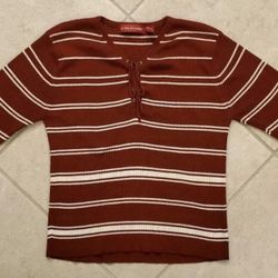Women’s Gloria Vanderbilt Long Sleeve Sweater Size L Red White Striped