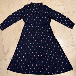 Nordstrom Halogen Women's Long Sleeve Aline Long Dress Size L