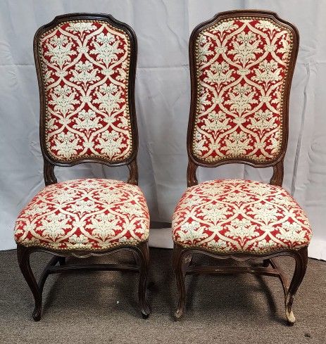 Beautiful Pair Of Antique Dining Chairs Recently Upholstered