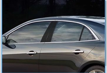 Rvinyl Pillar Post Window Trim Compatible with Chevrolet Malibu 2013-2015 - Gloss (Black)