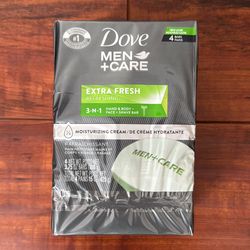 Dove MEN + CARE Extra Fresh REFRESHING 3- in - 1 Hand, Body And Face Shave Bar: 4 Bars