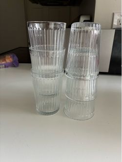 Set of 6 ribbed glass tumblers