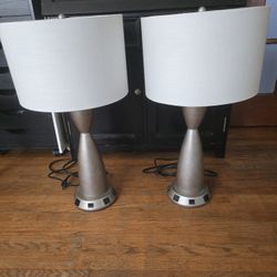 Dual Light Lamps W/ 2 USB & 2 Outlets Each Lamp