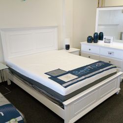 White 4 Piece Queen Size Bedroom Set