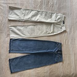 Woman's Indigo Rain Low- Rise Wide Leg Geans and Hollister ULTRA HIGH-RISE BAGGY Geans, Size 24-25 100% Cotton