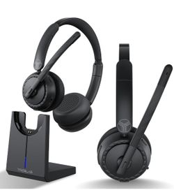 TREBLAB C7-Pro Wireless Bluetooth Headset w/ Mic Charging Dock 45H USB-C NEW