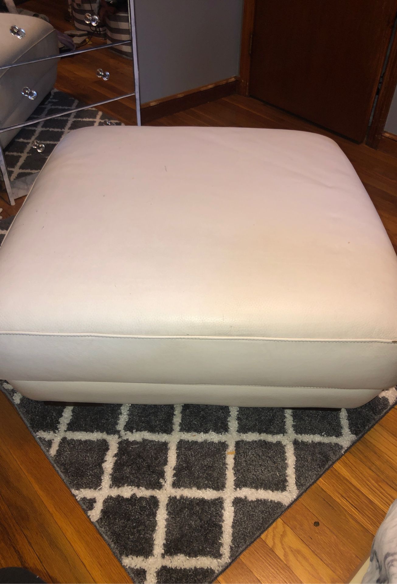 White Leather Ottoman