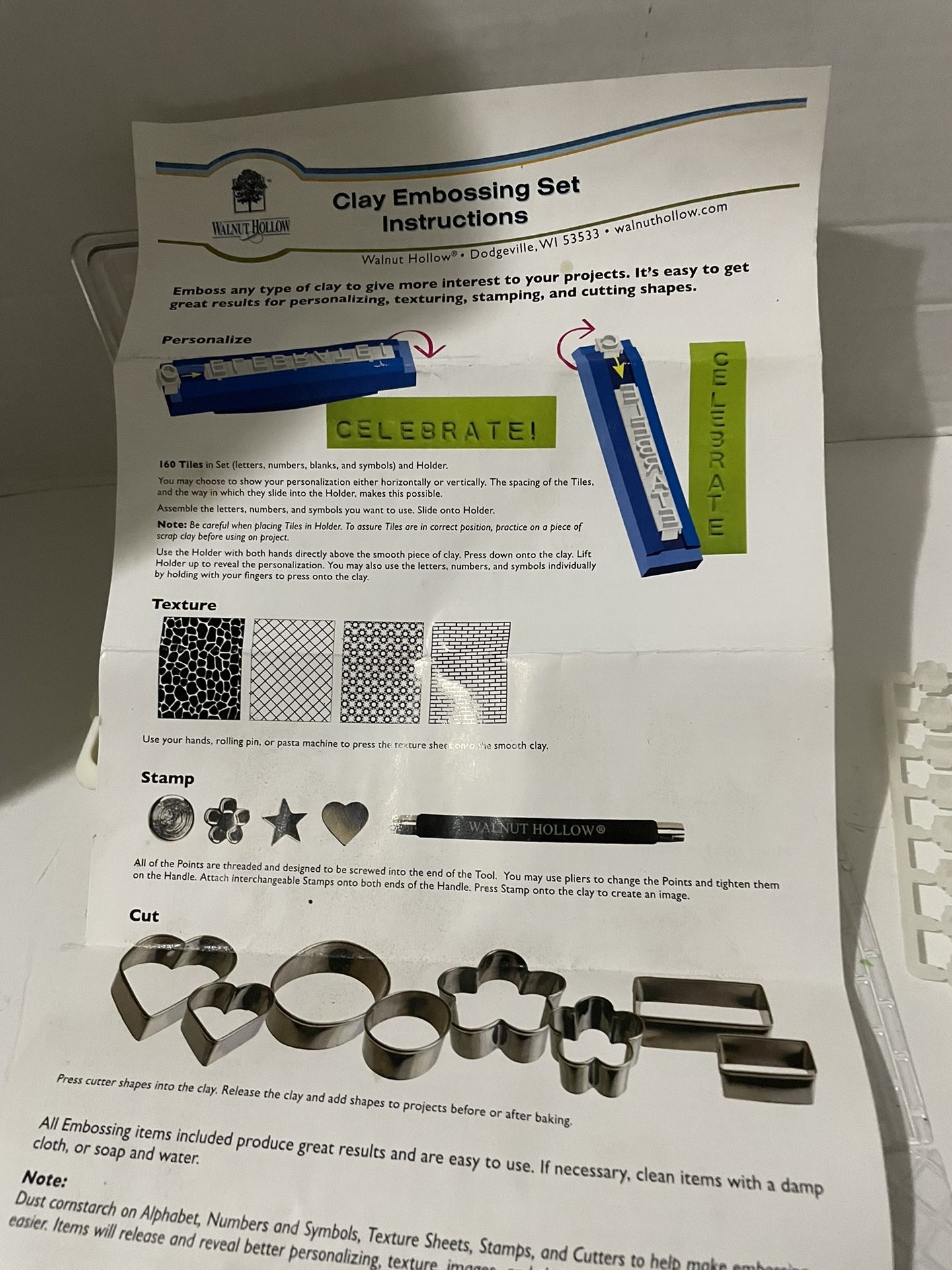 Clay Embossing Set w/instructions