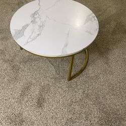 White(Marbled) And Gold Coffee Table