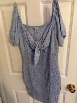 Iris Blue Floral Smocked Mini Dress Size M