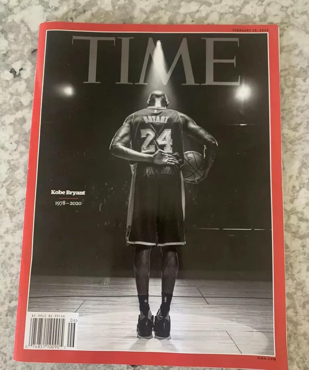 Kobe Bryant Time Magazine February 2020 Tribute Issue Jersey