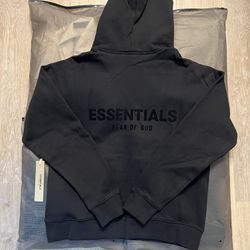 Fear Of God Essentials Stretch Limo Black Hoodie Size Small