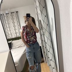 Vintage Milano Multicolor Fairy Top with Ruffle Collar