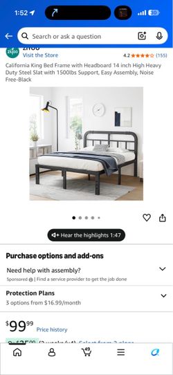 California King Metal Bed Frame with Headboard