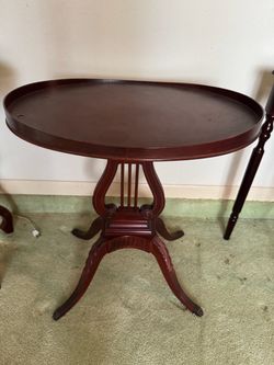 Mahogany lyre side table