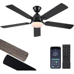 Ceiling Fans with Lights, 52 Inch Low Profile Ceiling Fan with Light and Remote
