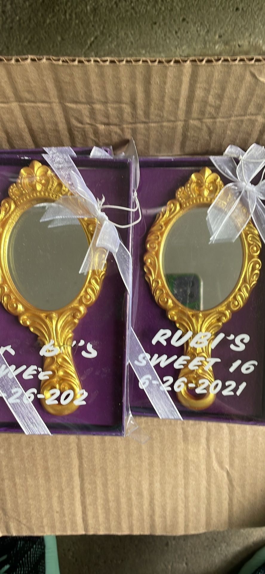 Gold hand mirror party favors