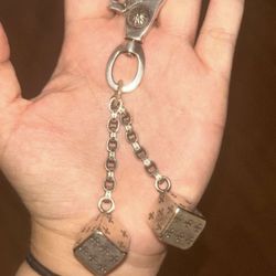 Chrome. Heart Dice Keychain
