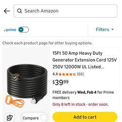 Heavy duty generator extension cord

