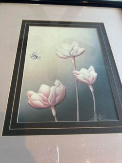 Beautiful print of flowers and an insect