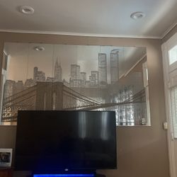 Hand Painted NYC Mirror With Twin Towers
