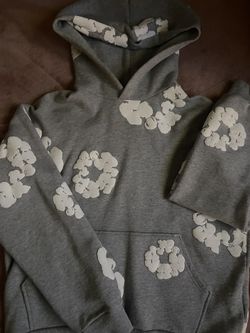 Grey Denim Tear Hoodie Size M