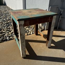 Rustic Distressed Wood Side Table / Accent Table