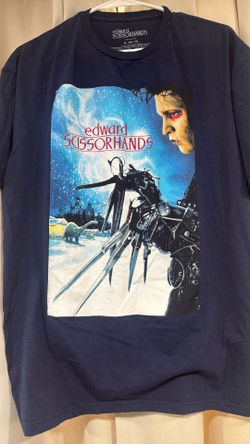 Edward Scissorhands Movie Poster Johnny Depp Blue Graphic T-Shirt Mens Size XL