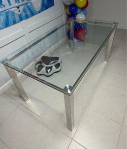 Glass Top Dining Table with Chrome Legs