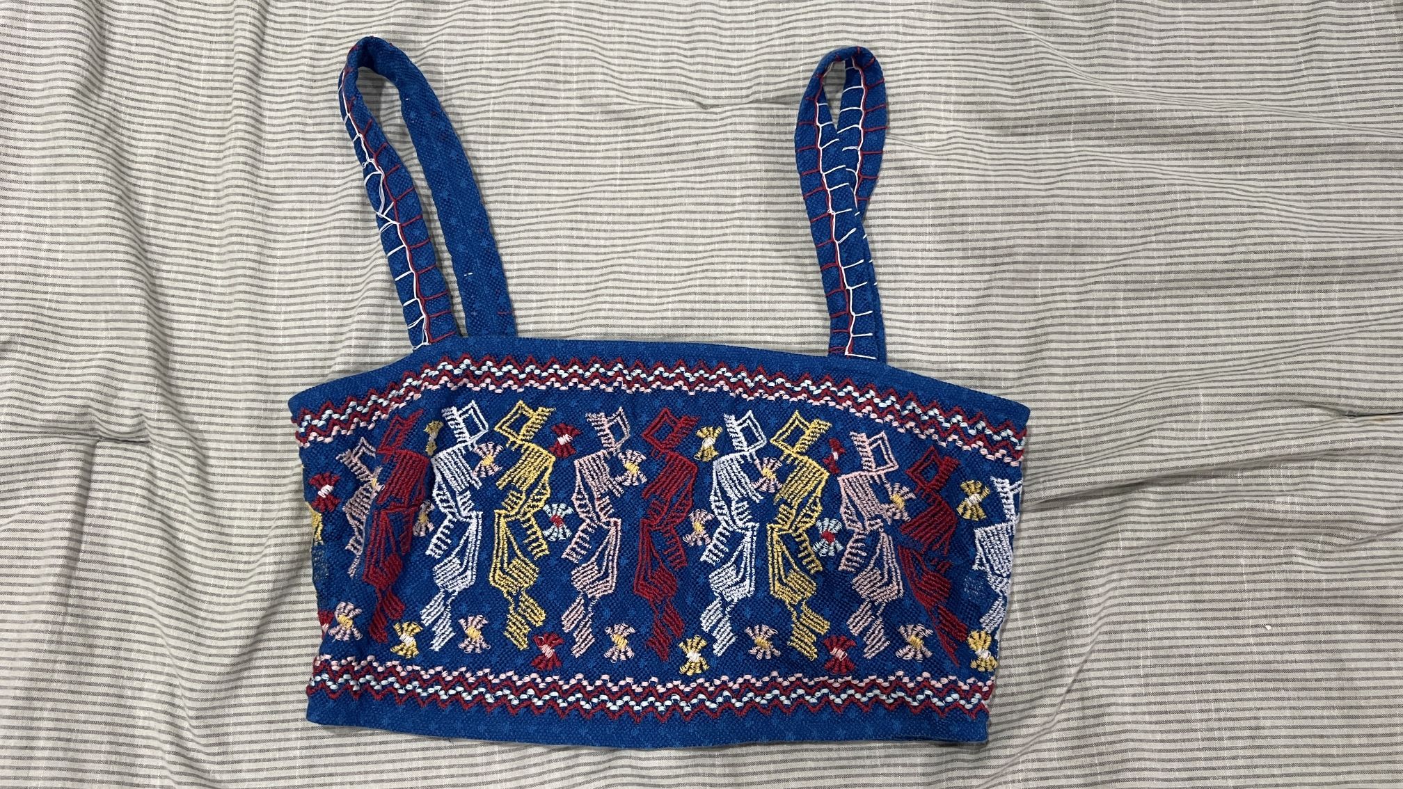 Forever 21 Crochet Blue Multi Color Bandeau Crop Top