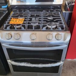 LG ThinQ 5 Burner Double Oven Stove 30 Wide