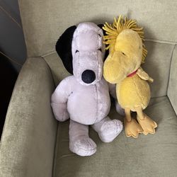 Vintage Plush Peanuts Woodstock and Plush Snoopy Toy Dolls