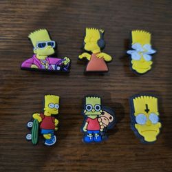 Lot Of 6 Bart Simpson Shoe Charms 