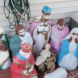 Vintage Blowmold Christmas Holiday Nativity Yard Display Light up Decor Vintage