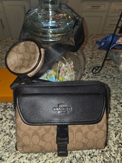 Coach Brown on black Crossbody with coin purse Brand New