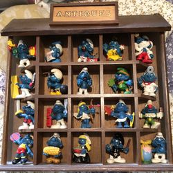Smurfs And “Antiques” Shelf.          $60.00 (Reduced) OBO