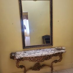 Beautiful Marbletop Console Table And Mirror 