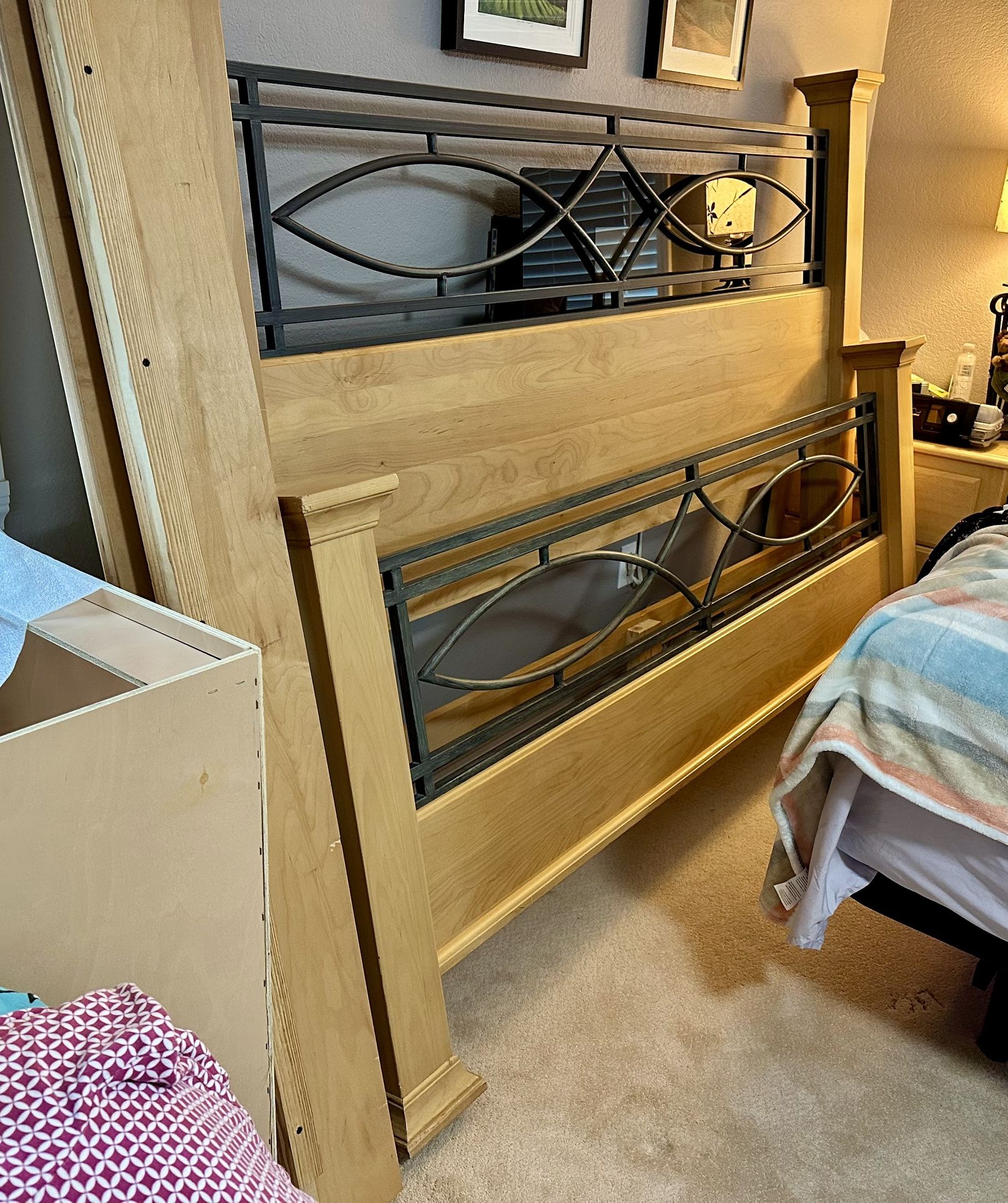 Cal. King Size Headboard, Footboard And Mirror
