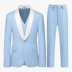 Boy Suits 3 Piece Slim Fit Formal Suit Set with Tuxedo Jacket Vest Pants for Kids Wedding Ring Bearer Party