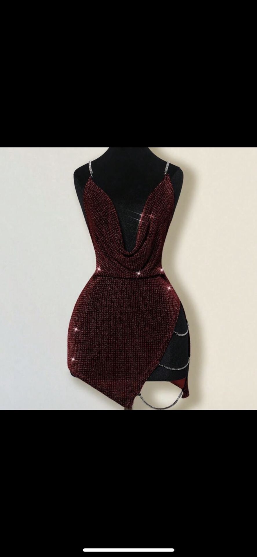 Draped Neck Rhinstone Dress