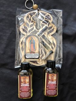 Holy oil from the holy land for sick people and beautiful Guadalupe 3 pieces for 50$ handmade from Bethlehem