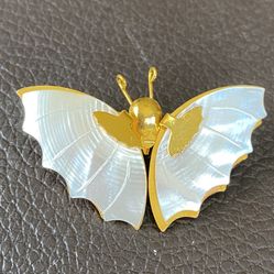 Beautiful Mother Of Pearl Hold Tone Brooch