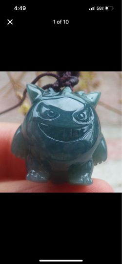 Certificate Jadeite jade light green Cartoon pokemon Gengar Pendant