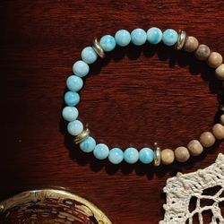Turquoise And Wood Bracelet